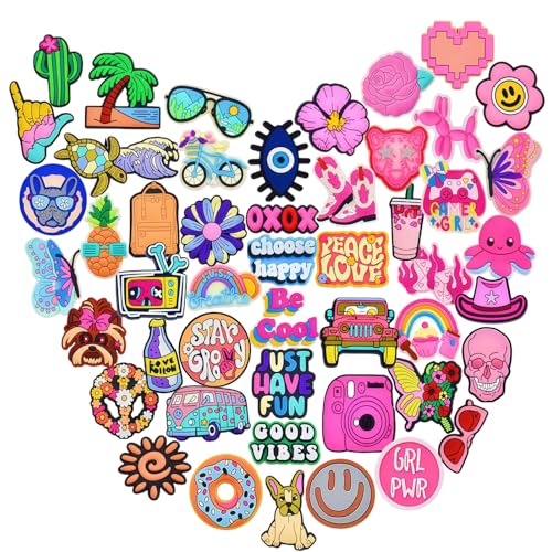 ABIXIEYQ 50 PCS Retro Bright Tone Shoe Charms – Decorative Clog Accessories for Shoes & Hole Bags, Ideal Gift for Fashion Enthusiasts