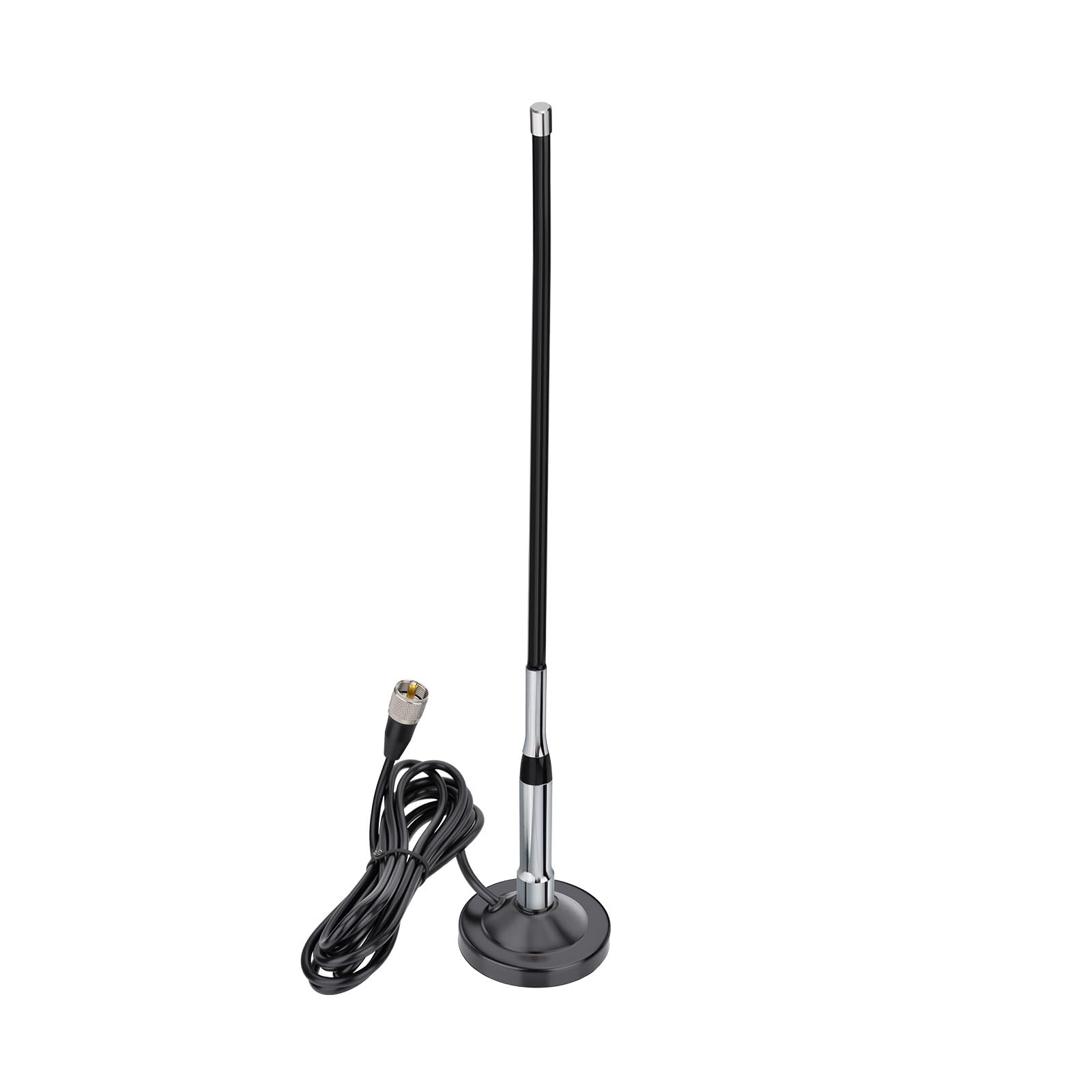 Bingfu Antenna VHF UHF Radio Mobile 2.5/3.5 dBi 43 cm Fibra di Vetro | Bibanda 136-174/400-460 MHz, Base Magnetica, Cavo R58 5 m, per Veicolare Camion Camper Marittimi Radioamatore, VHF Marino