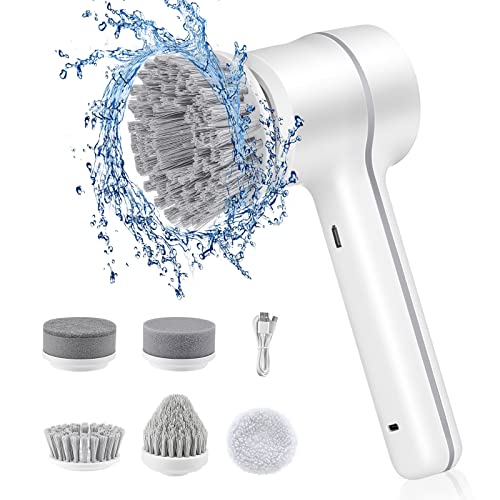 JIEERXI Electric Spin Scrubber - Electric Cleaning Brush,Electric Shower Scrubber,for Cleaning Tub, Floor, Wall, Tile, Window, Sink, Kitchen Cleaning with 5 Replaceable Cleaning Brush JIEERXI Electric Spin Scrubber - Electric Cleaning Brush,Electric Shower Scrubber,for Cleaning Tub, Floor, Wall, Tile, Window, Sink, Kitchen Cleaning with 5 Replaceable Cleaning Brush