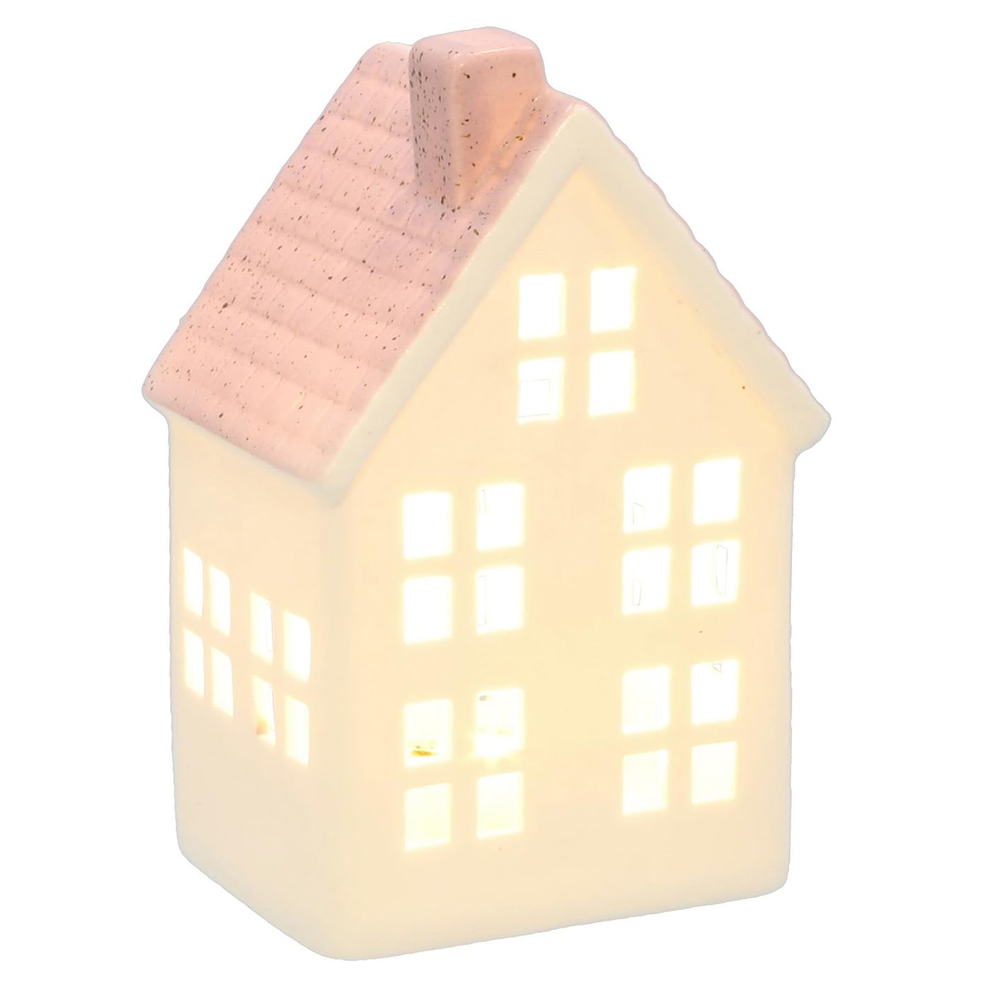 Shudehill Giftware China White LED Light Up Cute Heart House Decorations - Sage, Pink, Grey Designs (Small Pink)