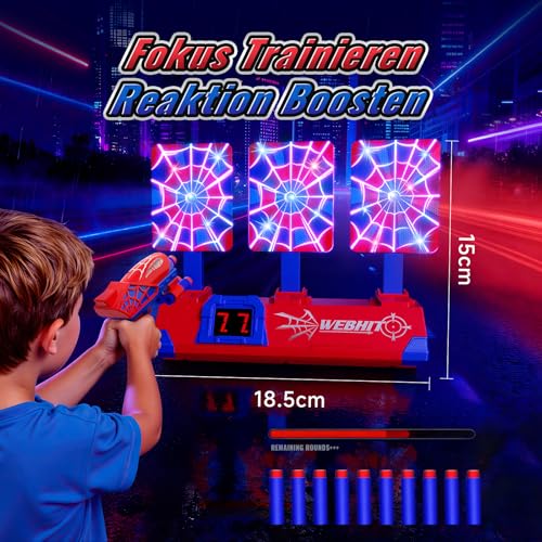 Spielzeug Pistole mit Netz Leuchtend Elektrisch Digitale Zielscheibe, Spielzeug ab 3-12 Jahre Jungen Kinderspielzeug Spiele Geschenk Junge 4 5 6 7 8 9 10 Jahre Geburtstags Klein Ostergeschenke Kinder
