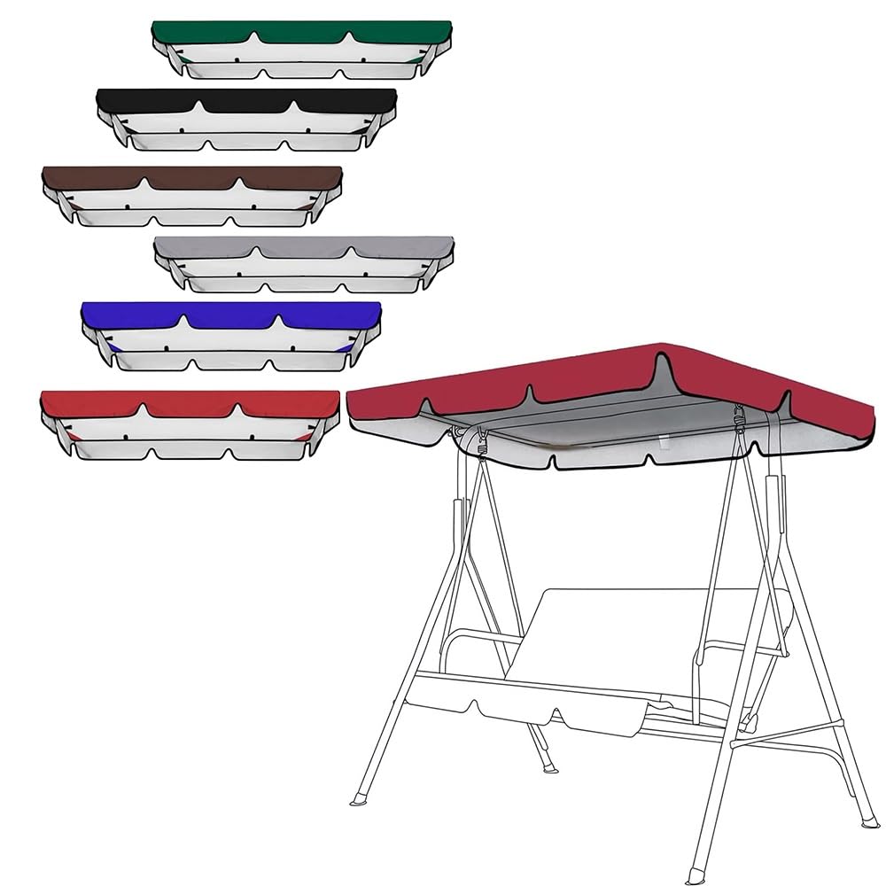 OPOLDBDMAC Patio Swing Canopy Replacement, 2/3 Seater Swing Seat Canopy Cover Heavy Duty Rip Proof Hammock Top Cover For Outdoor Patio Swings Top Waterproof Windproof(Red,74.8x52in-190x132cm)