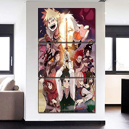 Tableau triptyque anime pour decoration murale salon en 3 pieces - 2