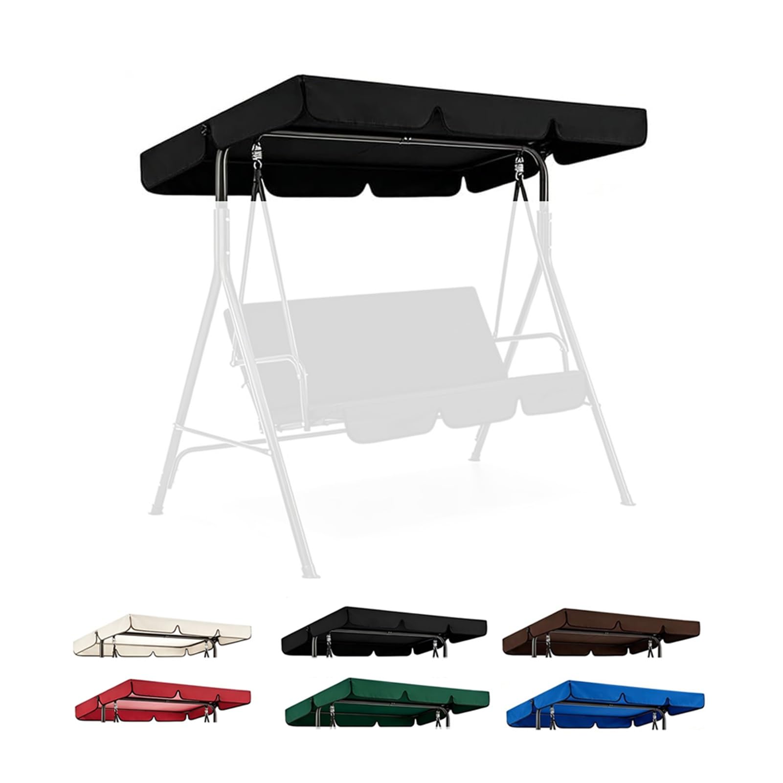 Kxwoq3ed Black Garden Swing Chair Canopy Replacement, Waterproof Outdoor Patio Swing Canopy Cover, Sun Shade Awning Garden Hammock Top Cover(,190X132x15cm)