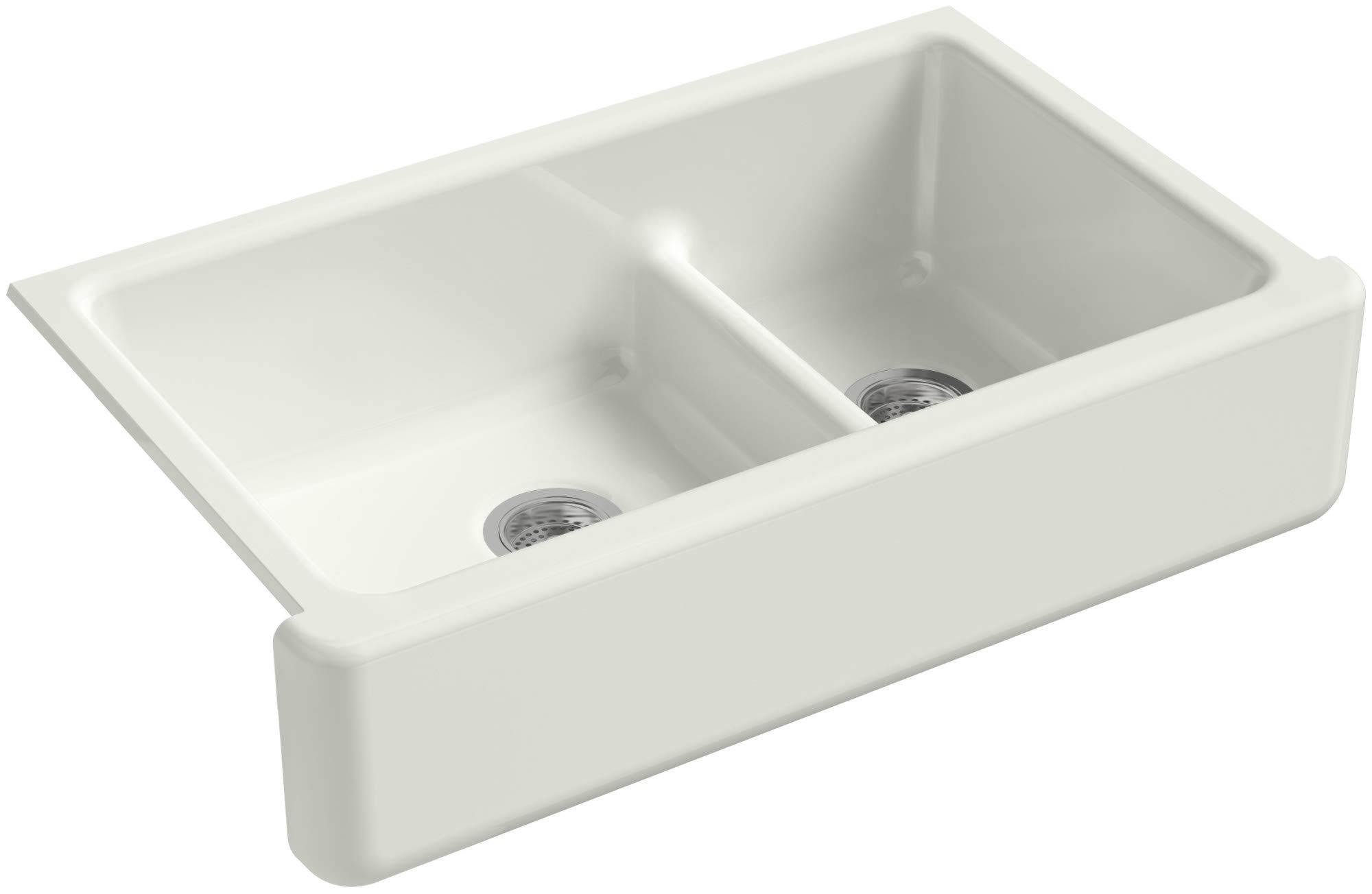 KOHLER Whitehaven® 35-3/4" Undermount Kitchen Sink, Self-Trimming, Smart Divide, Large/Medium Double-Bowl Kitchen Sinks with Tall Apron, K-6427-NY,