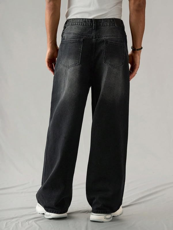 NUCOUTHS Men Whisker Straight Fit Mid Rise Denim Jeans (Black) - Image 4