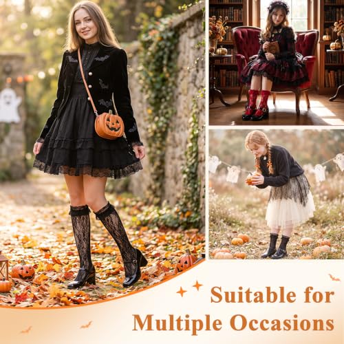 Image of Women Lace Ruffle Socks White Black Frilly Lolita Crew Dress Socks