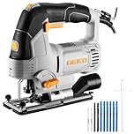Seghetto Alternativo Elettrico: DEKOPRO 800W Seghetto con Luce LED e Laser, 4 Impostazioni Orbitali, 6 Velocità Variabili, 800-3000 SPM, Taglio a ±45° per Legno, Metallo e Plastica, Kit con 10 Lame
