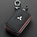 Amooca Car Smart Key Chain Leather Holder Cover Case Fob Remote For Mitsubishi
