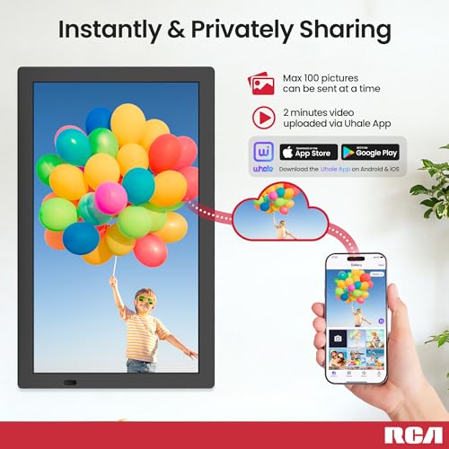 Image of RCA 21.5 inch Large WiFi Digital Picture Frame Electric Uhale Frames with Remote Control 32GB Memory, 1920 X 1080P FHD IPS No Touch Screen, Support Wall Mount, Auto Rotate, Instantly Share Photos Videos