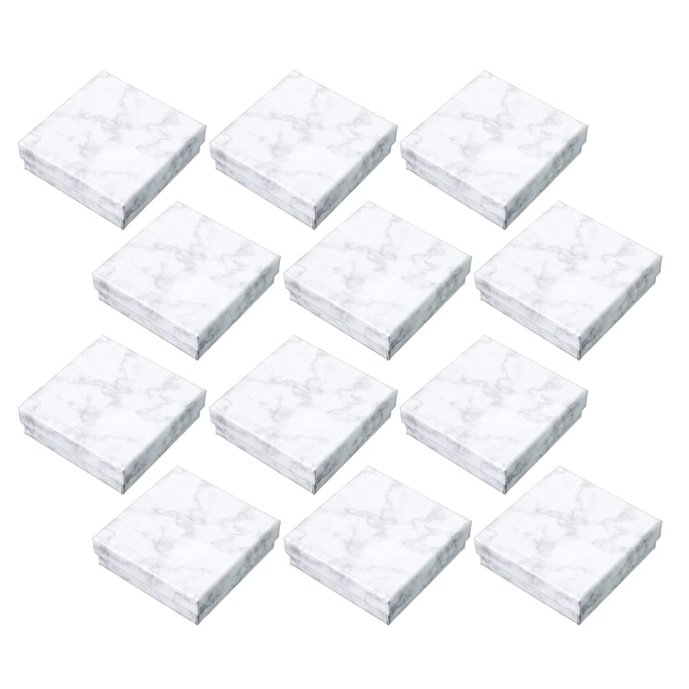 Genericgeneric Cardboard Jewelry Gift Boxes 12Pcs Marble Pattern Paper Necklace Bracelet Storage Case Square Cardboard Jewelry Organizer Showcase Gift Storage Container for Girl
