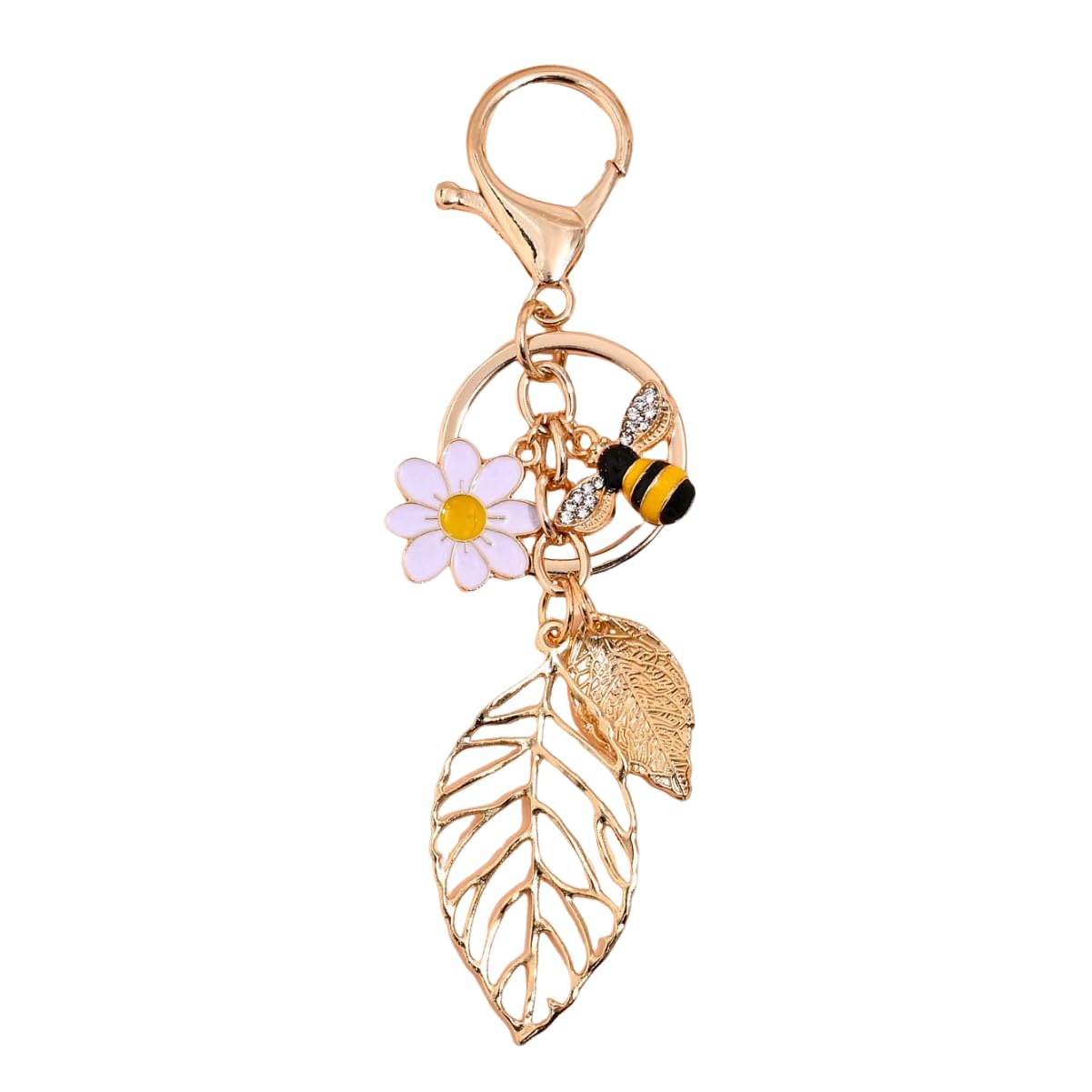 MMIUAEG Funny Bee Keychain Keyring Sunflower Bumble Bee Charm Keyrings