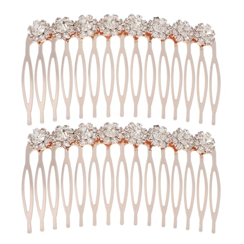 Elegaperma 2 Pack Rhinestones Hair Comb Slides Sparkly Hair Combs Slides for Women Decorative Gold Hairs Comb Slide with Rhinestones for Bridal Wedding and Daily Use
