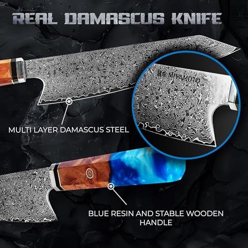 Miyamoto 8 Inch Damascus Steel Chef Knife, Ultra Sharp & Long Lasting