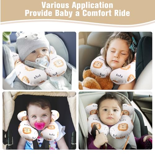 Image of vocheer Baby Travel Pillow(Upgraded), Head and Neck Support Pillow for Pushchair, Car Seat, Stroller, Bouncer, Cotton(Lion)