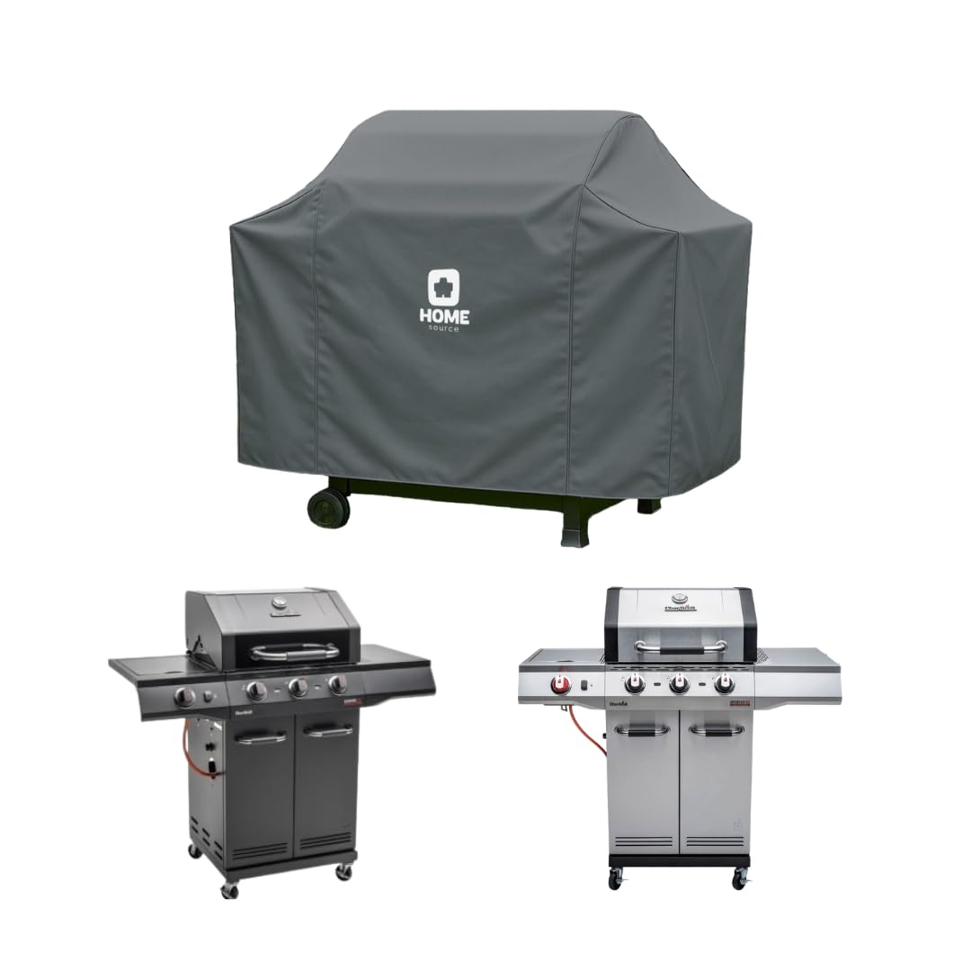122cm BBQ Grill Cover - Heavy Duty Waterproof UV Resistant Polyester - Grey - Home Source