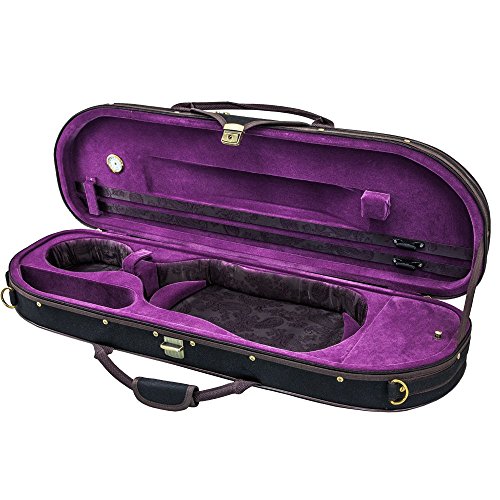 Sky Violin Halfmoon Case VNCHM03 Lightweight with Hygrometer Black/Magenta Silk