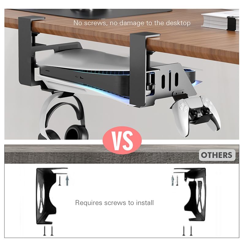 Supporto da appendere sotto la scrivania per PS5 e PS5 Slim Console Stand Headset & Gamepad nizer Desktop Gaming Controller Sto Solut