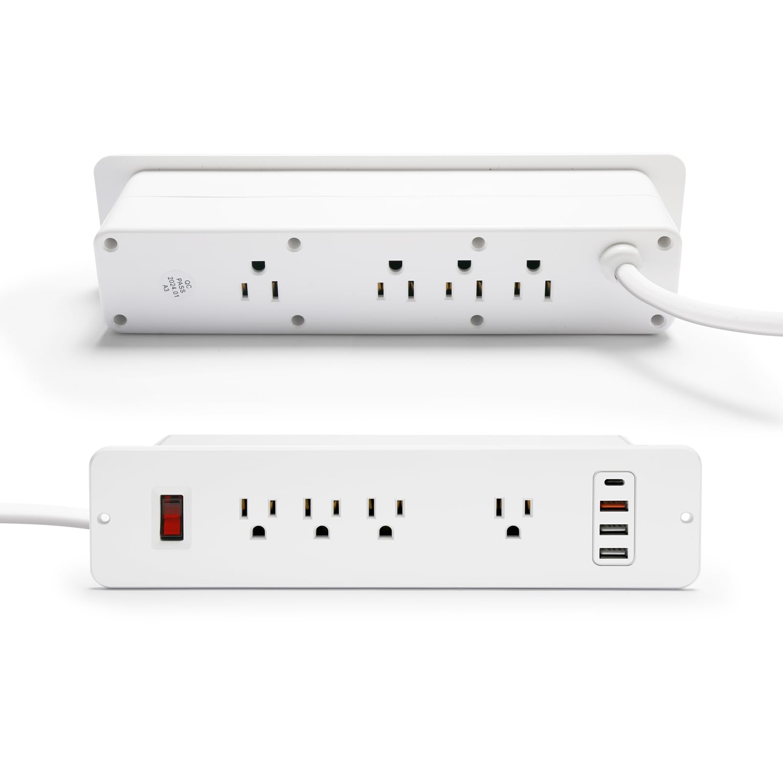 Regleta Multicontactos USB C 20W Alargador Doble Cara Eléctrica 8 Contactos 4 USB para Escritorio, Sofá, Consola, Cajón, Oficina, Armario