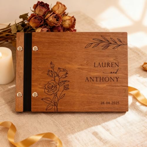 Libro de invitados de boda rústico de madera perfecto para la recepción 2
