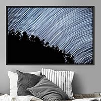 Framed Canvas Wall Art Starry Sky Aerial Astronomy & Space Dramatic Global Green Photography Realism Stars - 16x24 inches
