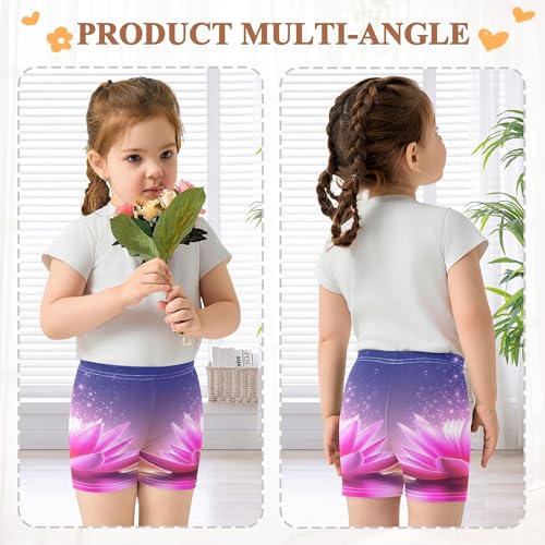 Joisal Glowing Pink Lotus Flower Girls Biker Shorts Toddler 4t Under Dress Shorts Funny Cotton Summer Kids3