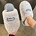Chaussons Cuir Souple BéBé,Pantoufles De Coton d'automne Et d'hiver pour Femmes, Maison IntéRieur Non GlissièRe De Dessin Animé De Fond éPais éPais-UE 44/45 (270mm / 10,62")_Gris Clair