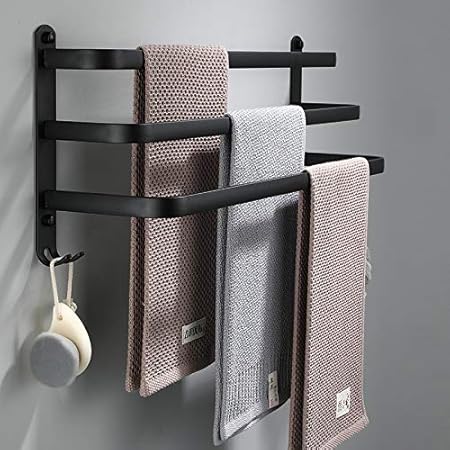 Twinkle - Toallero de pared adhesivo para ducha y cocina, resistente al agua, con gancho de 60 cm