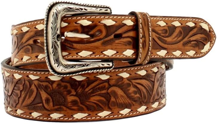 Nocona Men's Buck Lacing Floral Tooled, Size 46, Brown