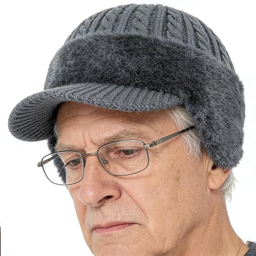 Gorro de invierno – Poliéster | Gorro de punto cálido con forro polar | Gorro de invierno para clima frío, uso al aire libre, estilo casual y uso diario cálido, color gris