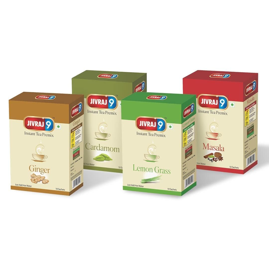 Jivraj 9 Tea Instant Tea Premix - In 4 Flavour - (40 Sachet) | Easy To Carry Packets While Traveling | Homemade Chai | Boost Your Immunity, Digestion, And Metabolism, Chai Tea, 150 Gram (B0BV6G6V7Q) Amazon Price History, Amazon Price Tracker