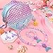 BTHRORO Purse for Little Girls Dress Up Jewelry Set, Kids Mermaid Hair Accessories Mermaid Toys Sticker
