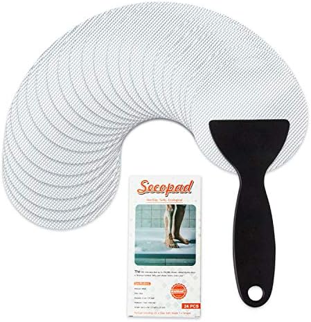 Secopad Non-Slip Bathtub Stickers, 24 PCS Safety Bathroom Tubs Showers Treads Adhesive Decals Scraper
