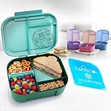 KARRICO Leakproof Lunch Box – 3-Compartment Bento Box, Cooler Pack & Adjustable Divider, Extra Large & BPA-Free – Dishwasher Safe, Ideal for On-the-Go Meals, Green