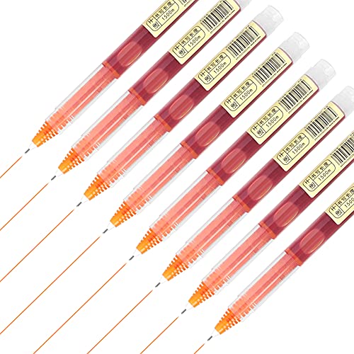 8 Pieces Rolling Ball Pens, Quick-Drying Ink 0.5 mm Extra Fine Point Rollerball Pens Straight Liquid Gel Ink Pens for Writing, Drawing, Journaling, Taking Notes (Orange Ink)