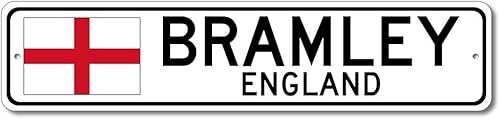 Bramley, England - England Flag Street Sign - Metal Novelty Sign, Personalized Sign, Man Cave Street Sign, England City Sign, Restaurant and Pub Bramley, England - England Flag Street Sign - Metal Novelty Sign, Personalized Sign, Man Cave Street Sign, England City Sign, Restaurant and Pub
