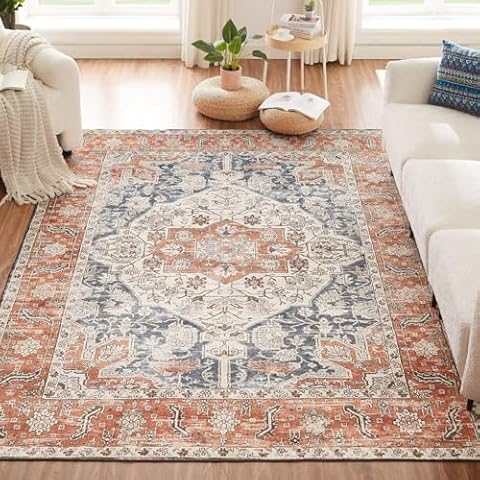 CHOSHOME Vintage Machine Washable Area Rug Cover
