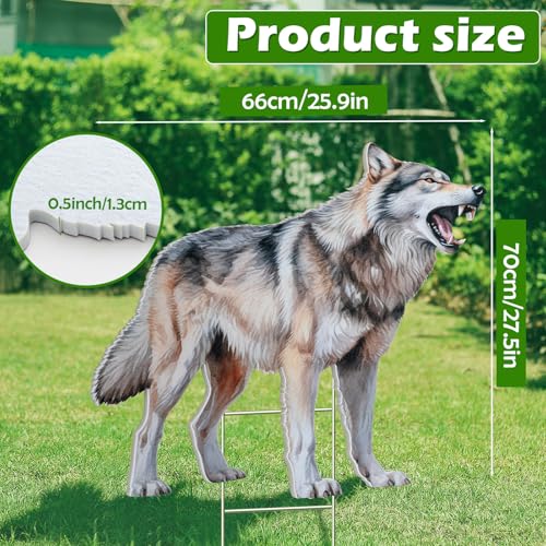 Qualirey 2 Pack Coyote Decoy for Geese Deterrent 27.5 x 26 Inch Fake Predator Hunting Decoy 2D Coyote Repellent Devices to Scare Goose Deer Keep Away Small Animals - Thumbnail 2