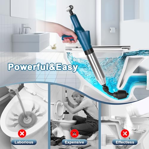 Image of Upgraded 360 Universal Toilet Plunger,Drain Clog Remover Toilet Plunger Set- High-Pressure Air Blaster with Visual Barometer for Bathroom, Kitchen, Sink Clogs