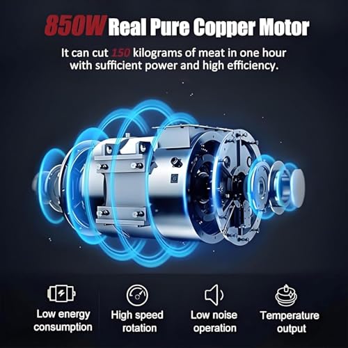 Cortadora eléctrica de carne 850W acero inoxidable miniatura 6