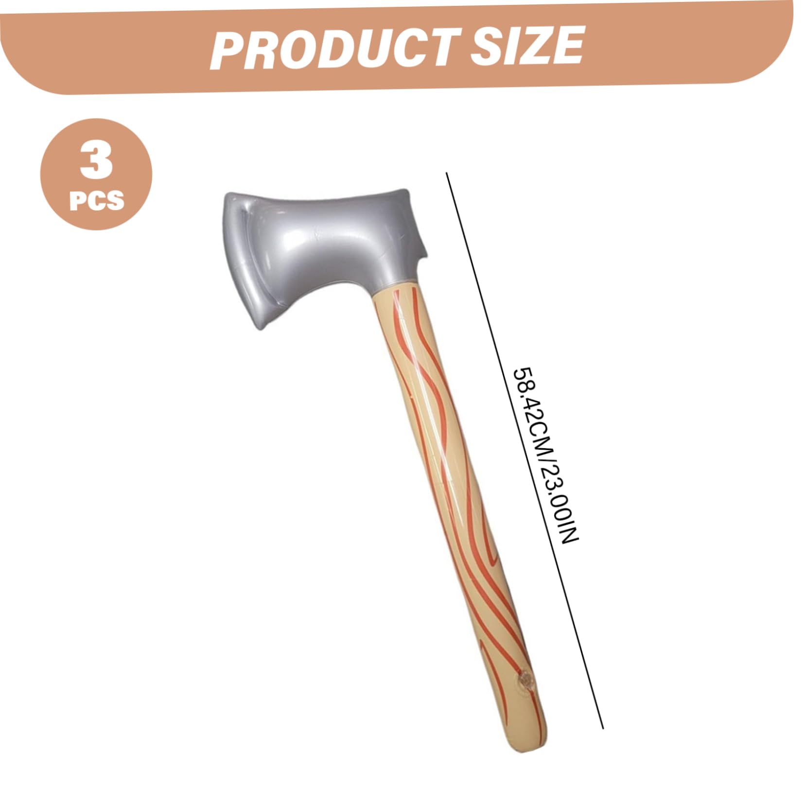 Aufblasbare Axt – 3-teilige realistische, auslaufsichere PVC-Axt, 23-Zoll-handgehaltene, leichte Halloween-Requisite für Cosplay-Partygeschenke