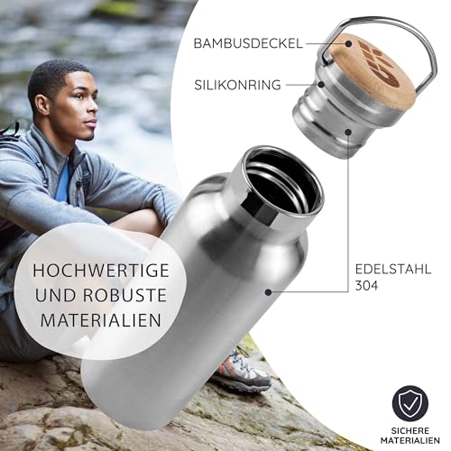 Bambaw Thermosflasche 750ml Edelstahl, Trinkflasche Metall, Wasserflasche 750ml, Thermoflasche, Doppelwandig, Auslaufsicher… – Ansicht 2