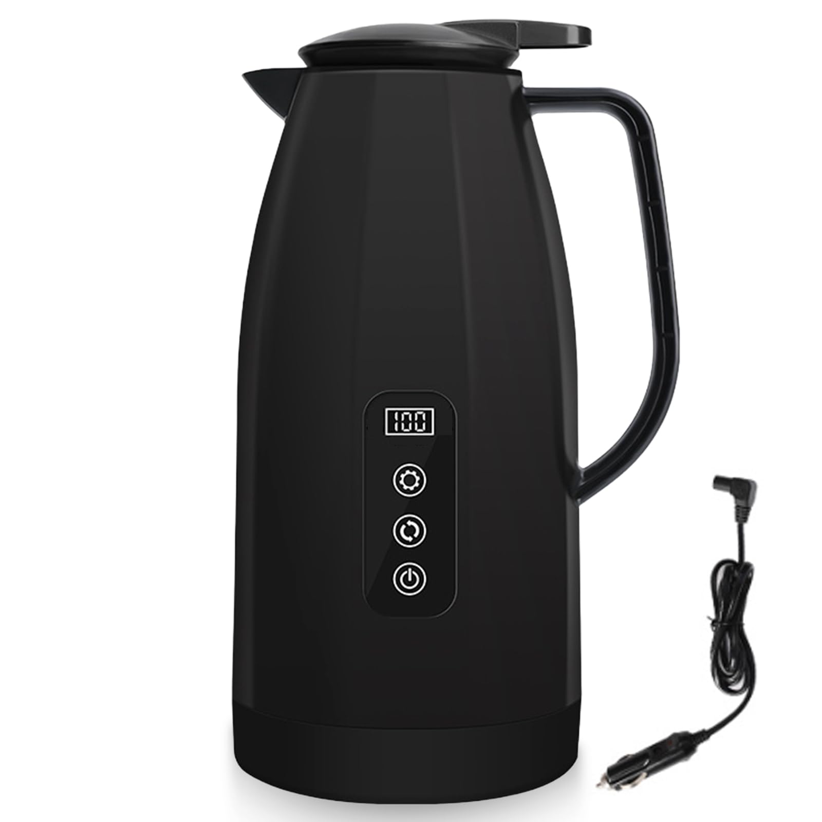 Bouilloire de voiture 12-24 V, distributeur d'eau chaude portable en acier inoxydable de 1,2 litre avec allume-cigare 12/24 volts pour le camping, les voyages, le café, le thé et les aliments pour béb