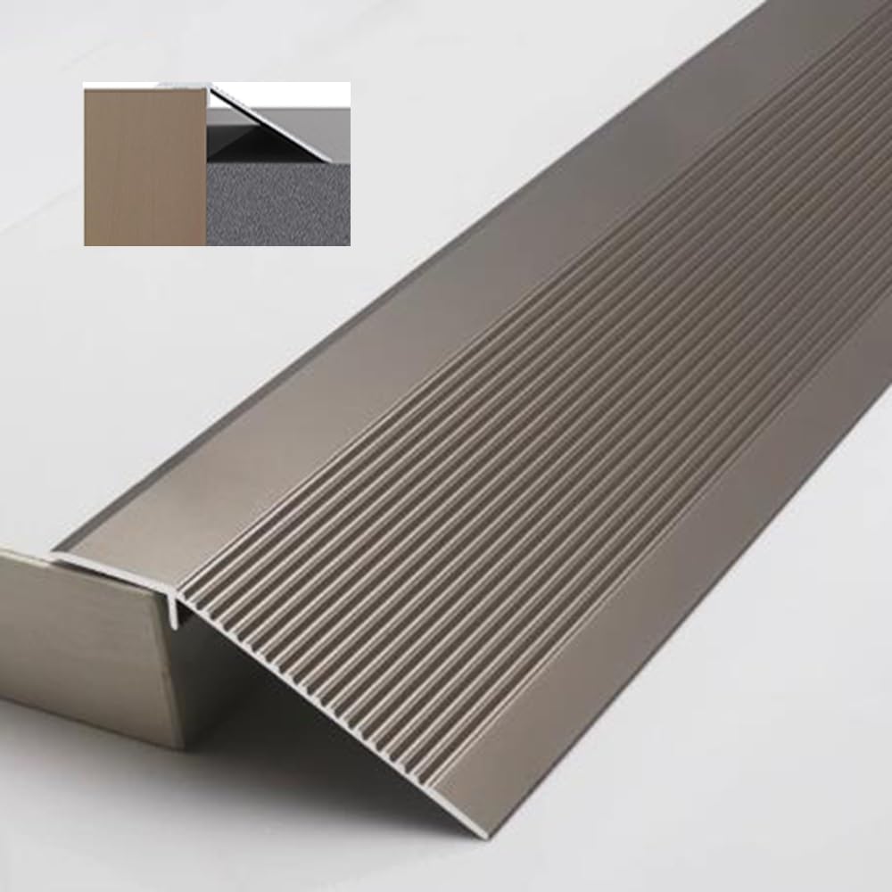 Bande de transition au sol 35,4"× 4" for porte, réducteur de seuil en aluminium, rampe de seuil antidérapante - rampe for fauteuil roulant(Titanium)