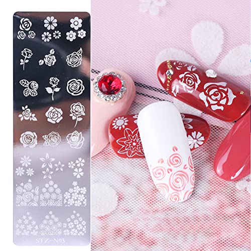 Chenyx Butterfly Flowers Leaves Nail Stamp Template Kit 6 Psc With 1 Stamper 1 Scraper Butterfly Leaf Rose Dandelion Pattern Nail Printing Template Girl Diy Nail Tool Accessories #TOP4