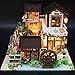 Produktbild D.ragon Puppenhaus Bausatz DIY Puppenhaus Miniatur Haus Holz Selber Bauen Haus Zum Basteln Zubehör Lernspielzeug Spielzeug Kinder Antike Architektur Ohne Staubschutz mit LED-Leuchten Well-Designed