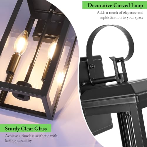 Image of BesLowe 17.7 inch Large Outdoor Wall Lights, 2-Light Black Exterior Sconces