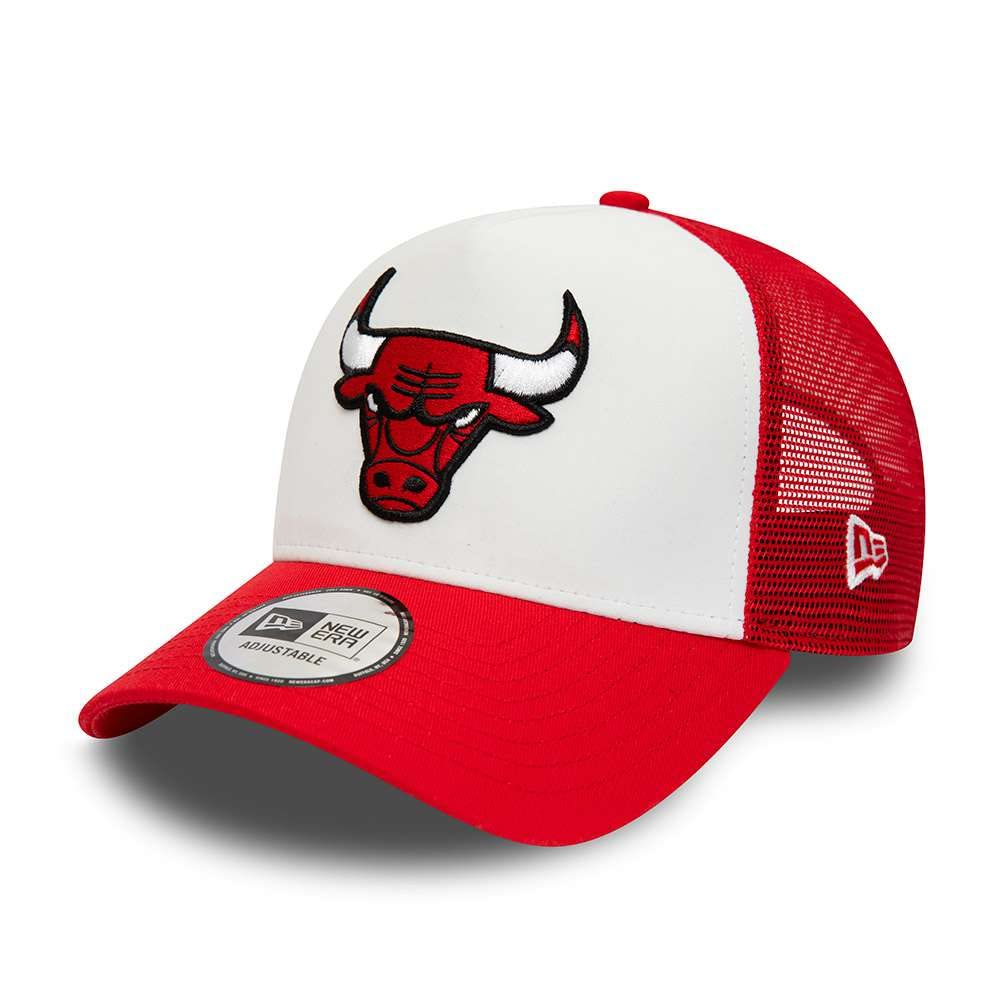 New Era Chicago Bulls NBA Team Colour White Red A-​Frame Adjustable Trucker Cap - One-​Size