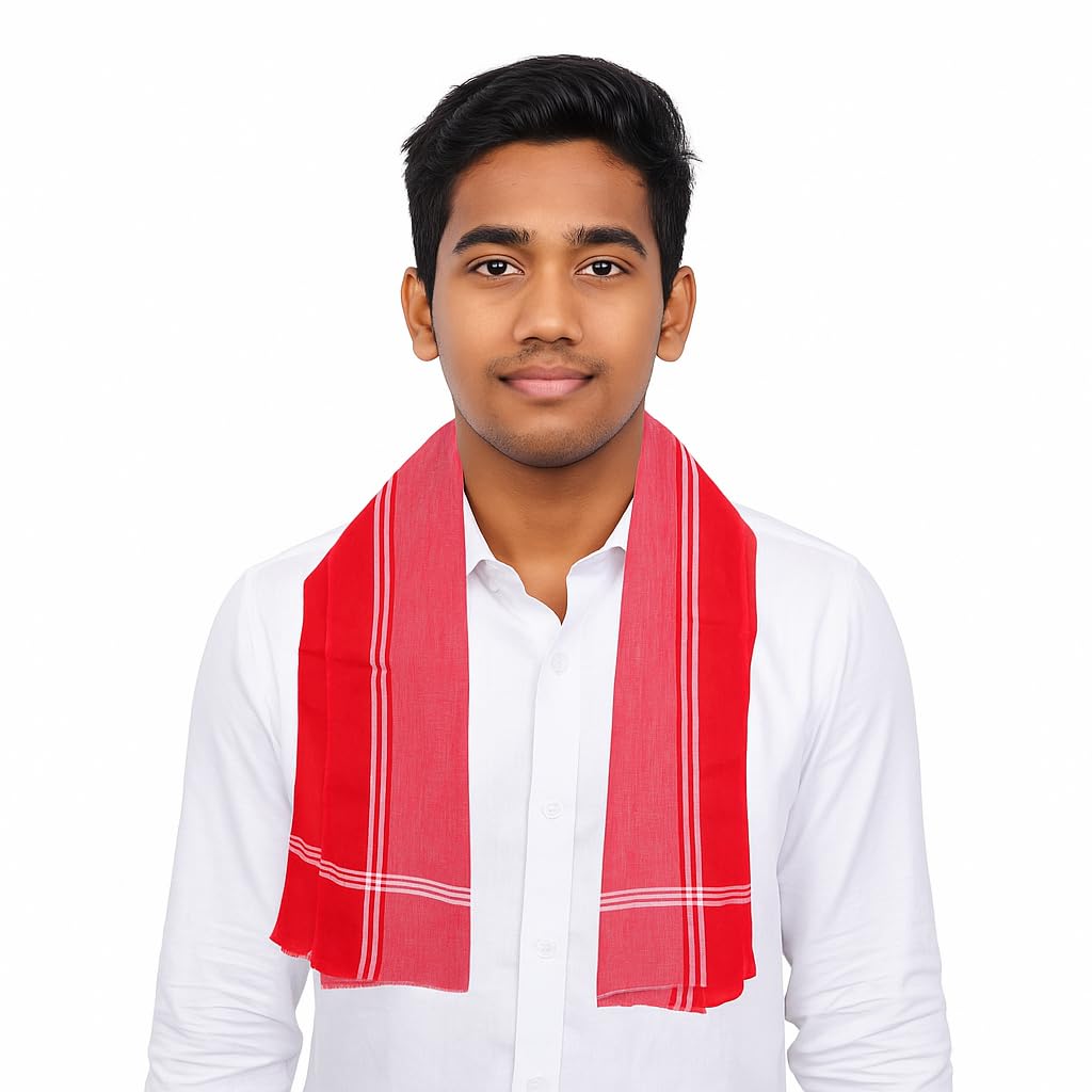 Traditional Red Cotton Gamcha for Men – Multipurpose Handloom Towel | Soft, Lightweight & Quick Drying | 1 Pcs-picture-26