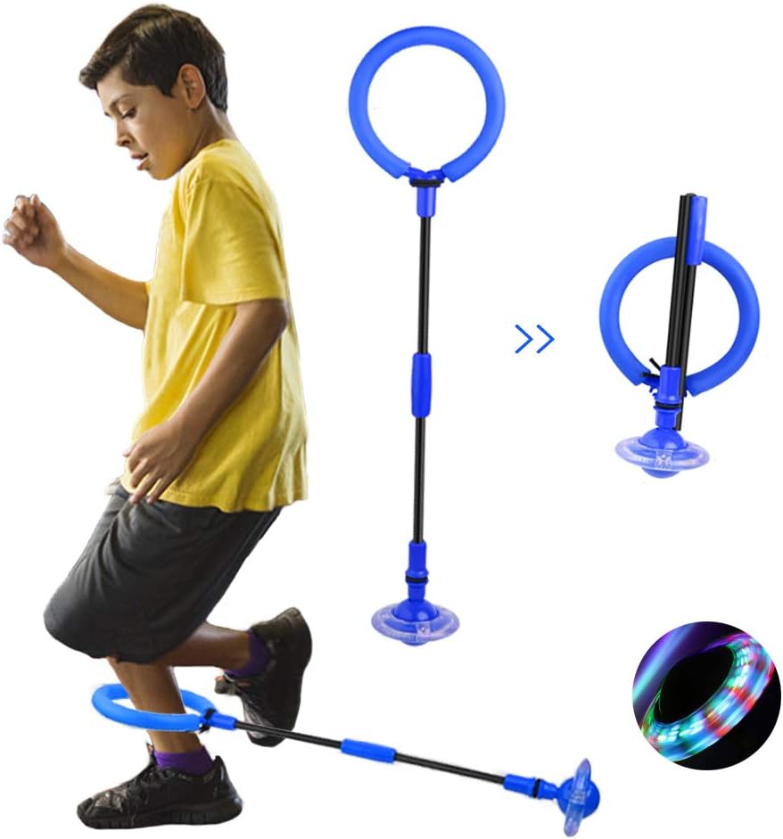 QMOEH Skip It Ball, Foldable Skip It Ankle Skipit Toy with Backpack, Colorful Flash Skip It Toy for Fitness